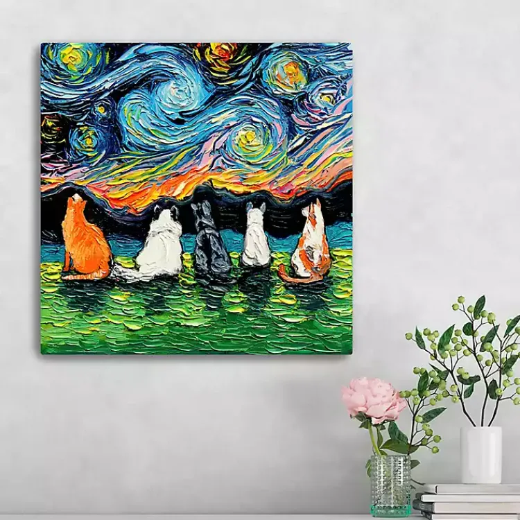 Canvas Art-Kirklands Home Aja Trier Cat Friends Starry Night Canvas Print