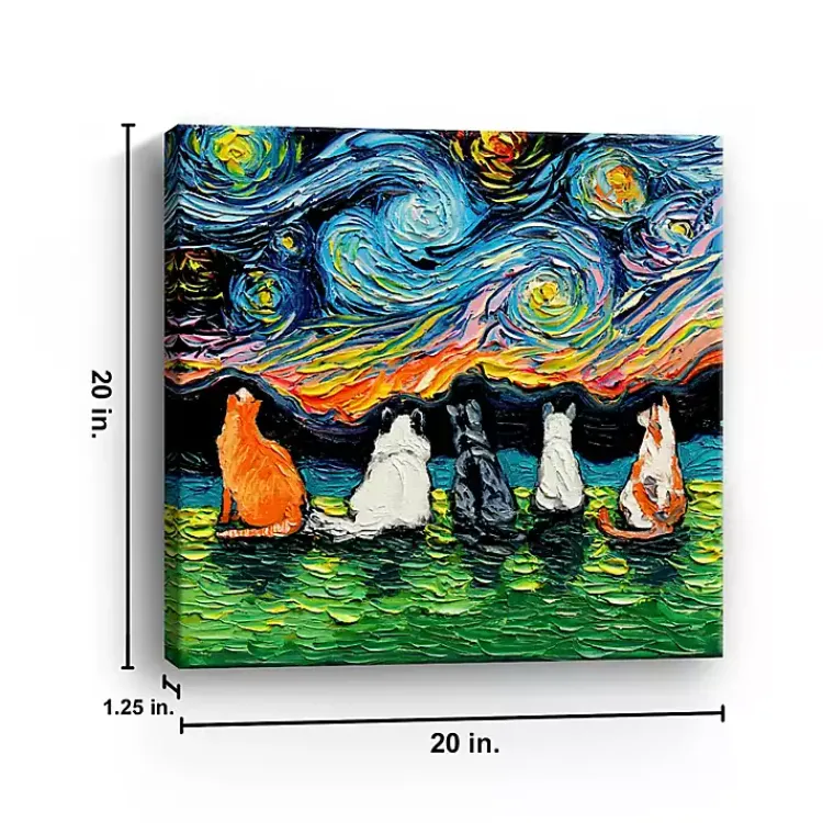 Canvas Art-Kirklands Home Aja Trier Cat Friends Starry Night Canvas Print