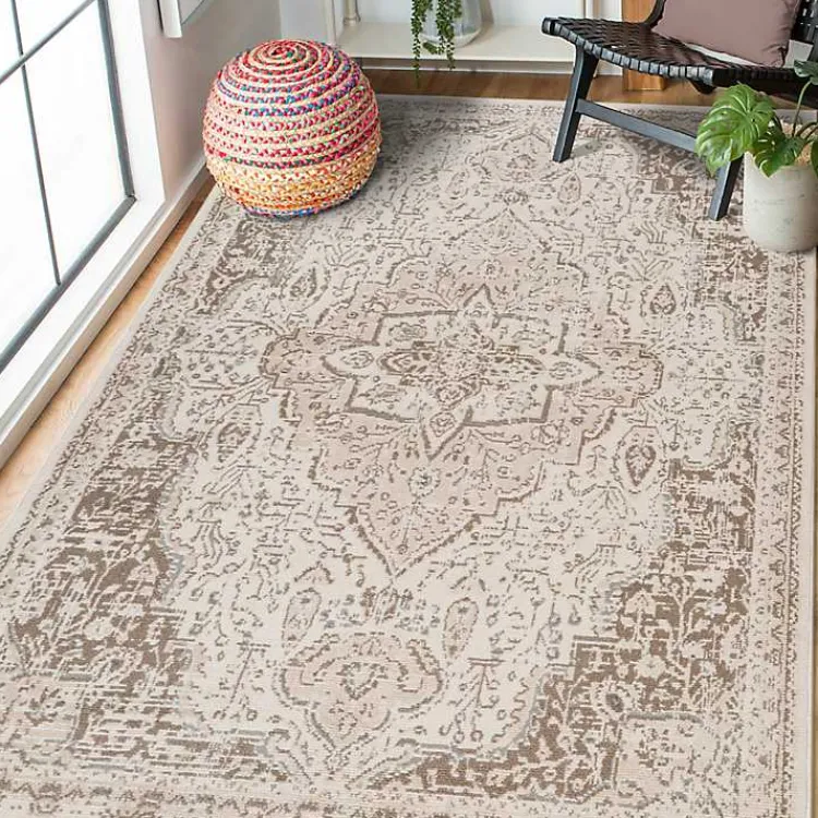 Area Rugs-Kirklands Home Cream Medallion Area Rug, 8x10 Ivory