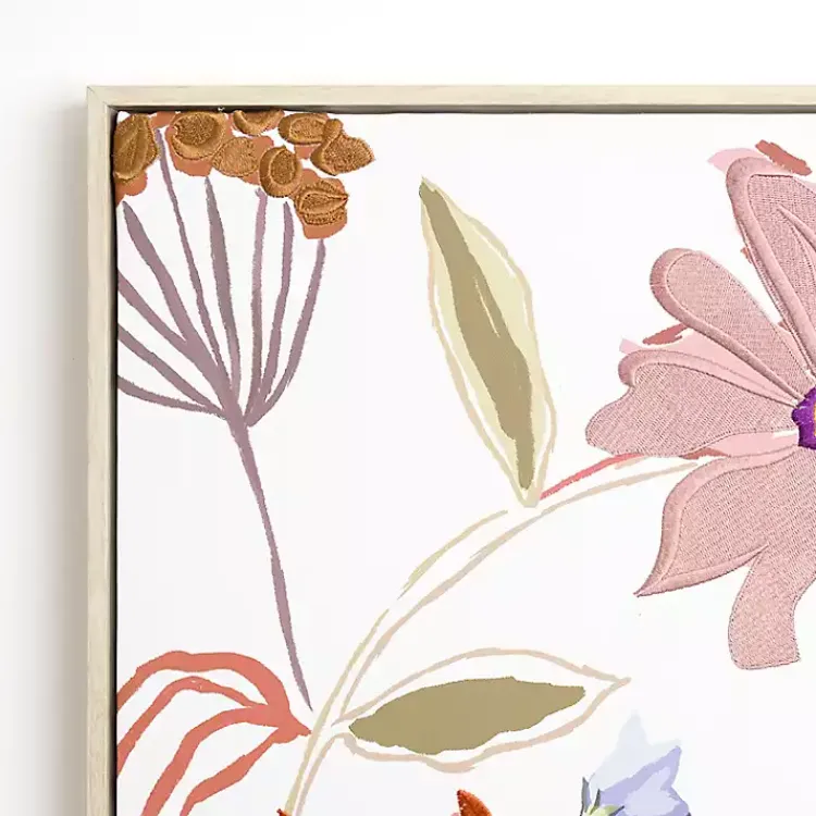 Canvas Art-Kirklands Home Embroidered Summer Floral I Framed Canvas Print Multi
