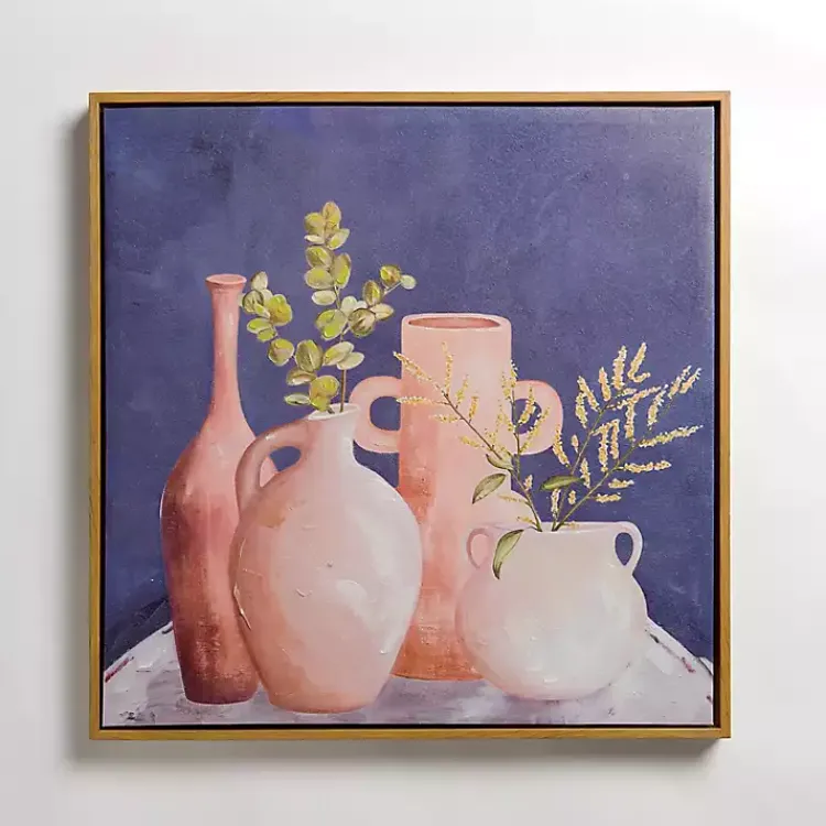 Canvas Art-Kirklands Home Leaves in Terracotta Vases Framed Canvas Art Print