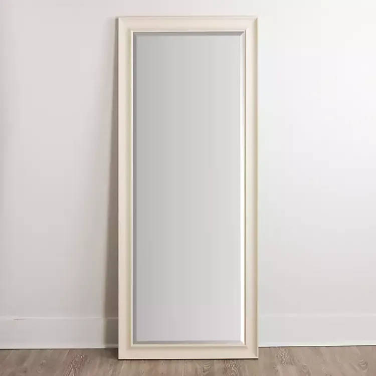 Framed Mirrors-Kirklands Home Whitewashed Scoop Maggie Profile Mirror, 28x68 in.