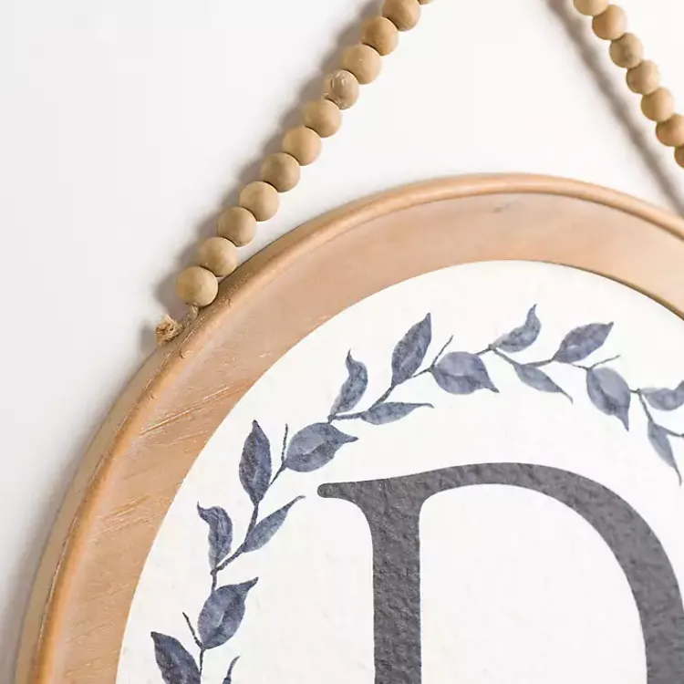 Monogram Wall Decor-Kirklands Home Blue Leaf Wreath Monogram D Wood Wall Plaque