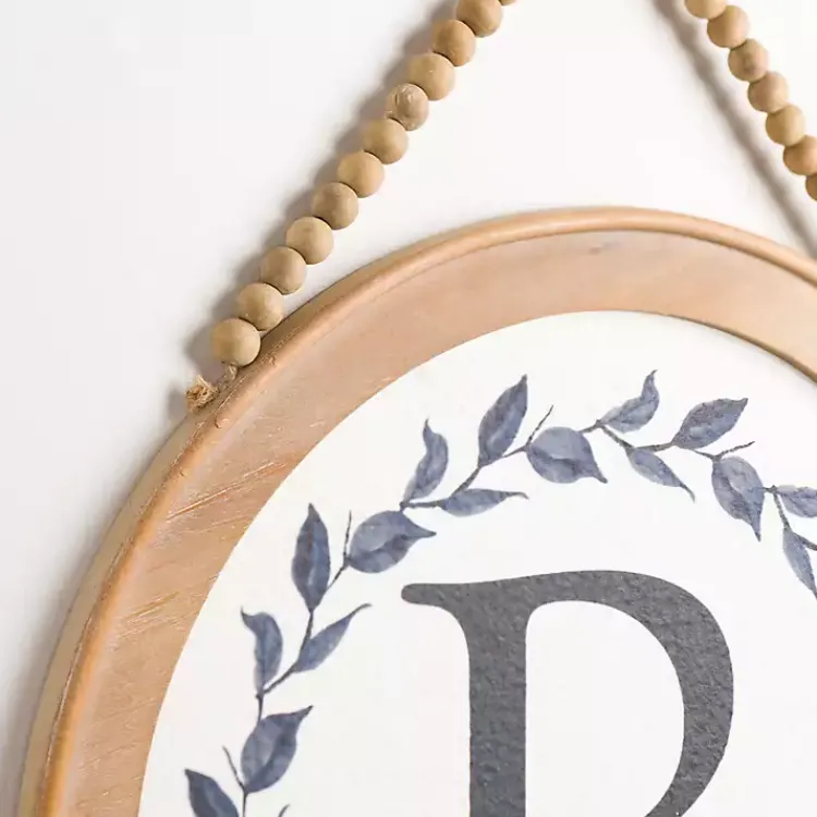 Monogram Wall Decor-Kirklands Home Blue Leaf Wreath Monogram R Wood Wall Plaque