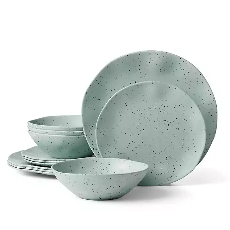 Dinnerware-Kirklands Home Mint Terrazzo 12-pc. Melamine Dinnerware Set Green
