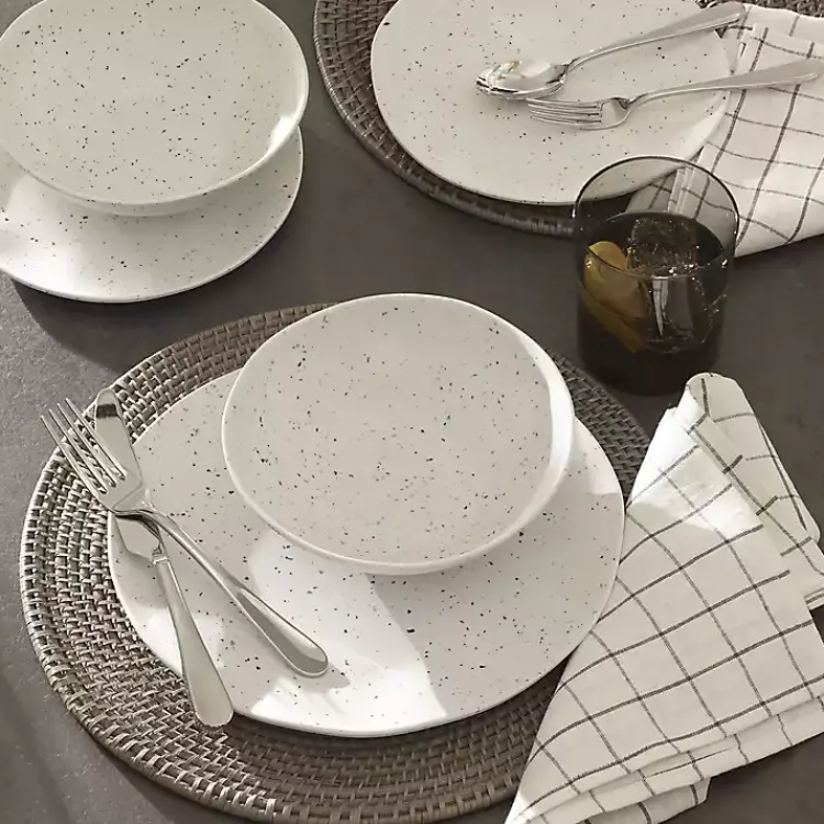 Dinnerware-Kirklands Home Cream Terrazzo 12-pc. Melamine Dinnerware Set Ivory