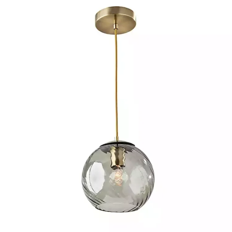 Chandeliers & Pendant Lighting-Kirklands Home Carmen Smoked Swirled Glass Pendant Light Gray