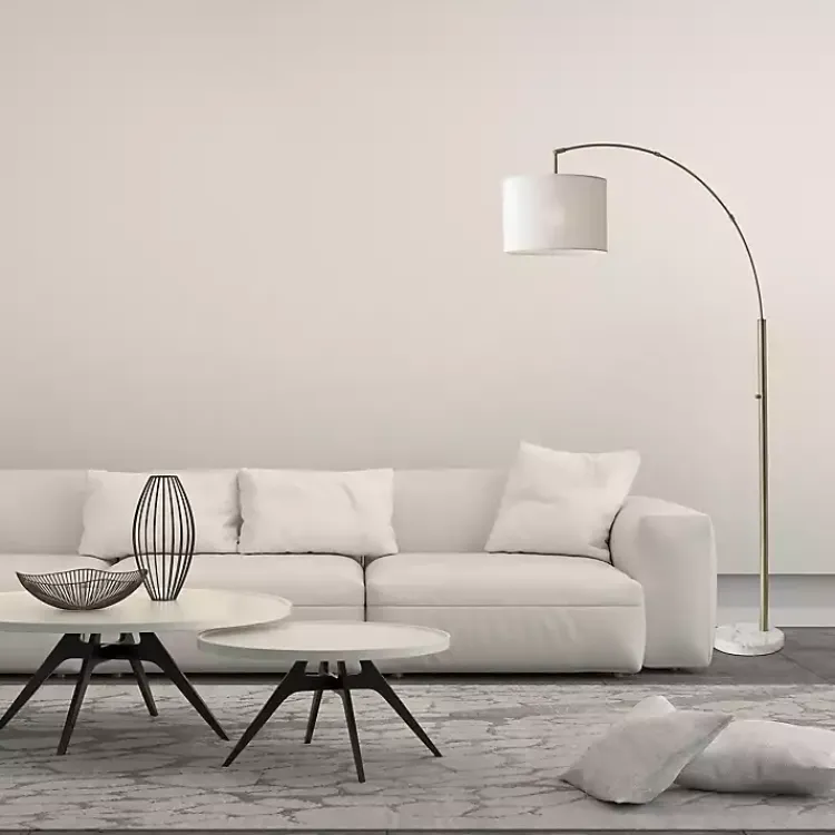 Floor Lamps-Kirklands Home Cream Bowman Arched Floor Lamp White