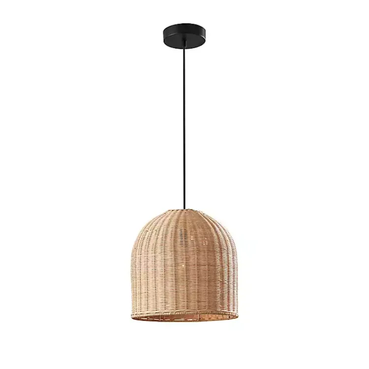 Chandeliers & Pendant Lighting-Kirklands Home Natural Woven Rat Pendant Light Tan