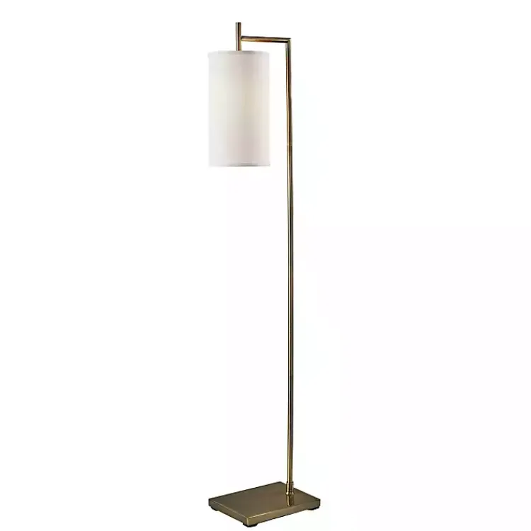 Floor Lamps-Kirklands Home Leon Antique Brass Metal Floor Lamp Gold