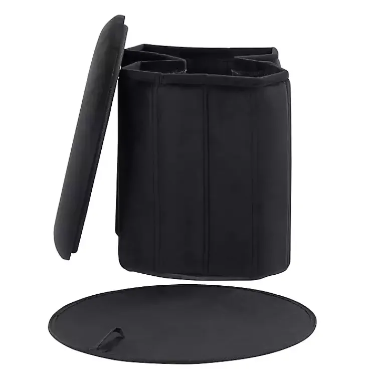 Benches & Ottomans-Kirklands Home Collapsible Storage Ottoman Black
