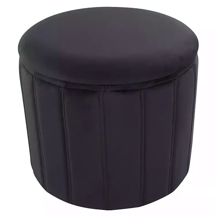 Benches & Ottomans-Kirklands Home Collapsible Storage Ottoman Black