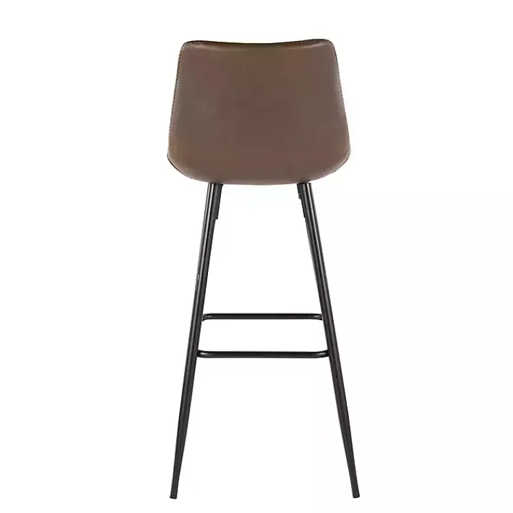 Bar Stools & Counter Height Stools-Kirklands Home Espresso Faux Leather Metal Bar Stools, Set of 2 Brown