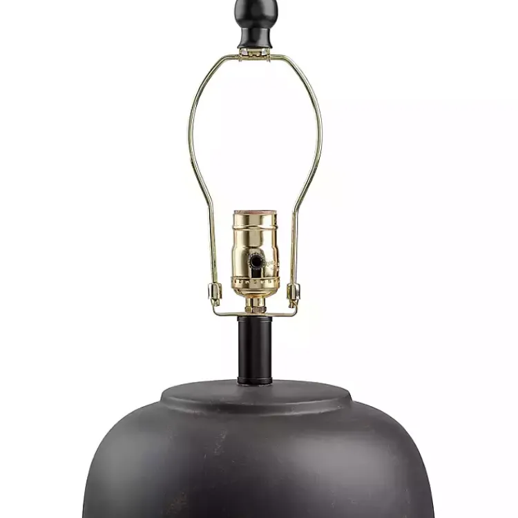 Table Lamps-Kirklands Home Black Ceramic Round Table Lamp White