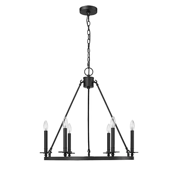 Chandeliers & Pendant Lighting-Kirklands Home Metal Round Florence Chandelier Black