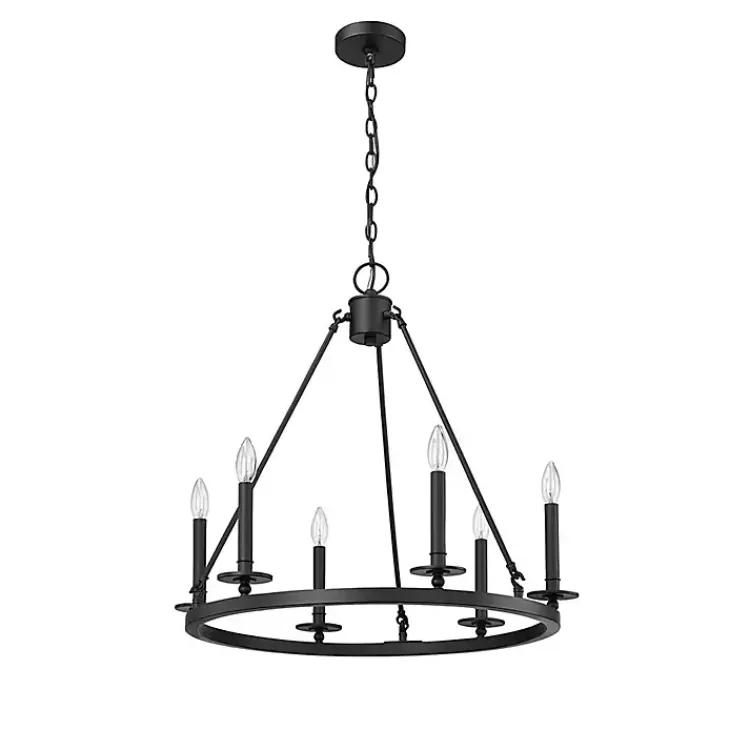 Chandeliers & Pendant Lighting-Kirklands Home Metal Round Florence Chandelier Black