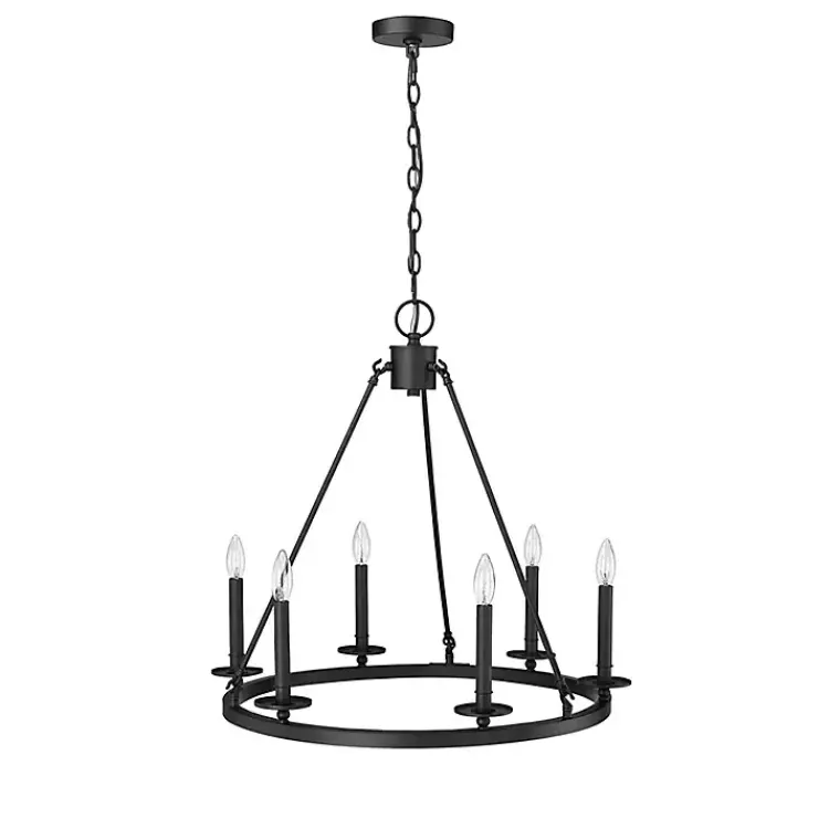 Chandeliers & Pendant Lighting-Kirklands Home Metal Round Florence Chandelier Black