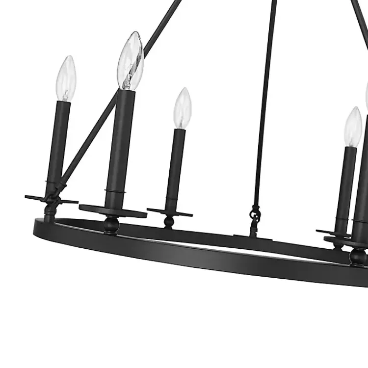 Chandeliers & Pendant Lighting-Kirklands Home Metal Round Florence Chandelier Black