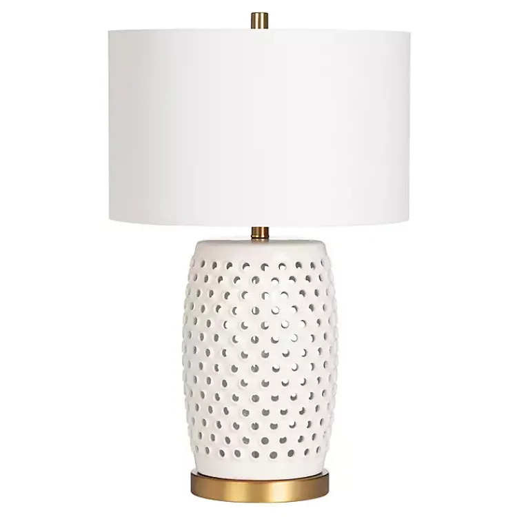 Table Lamps-Kirklands Home Hobnail Table Lamp with Nightlight White