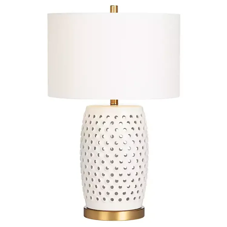 Table Lamps-Kirklands Home Hobnail Table Lamp with Nightlight White