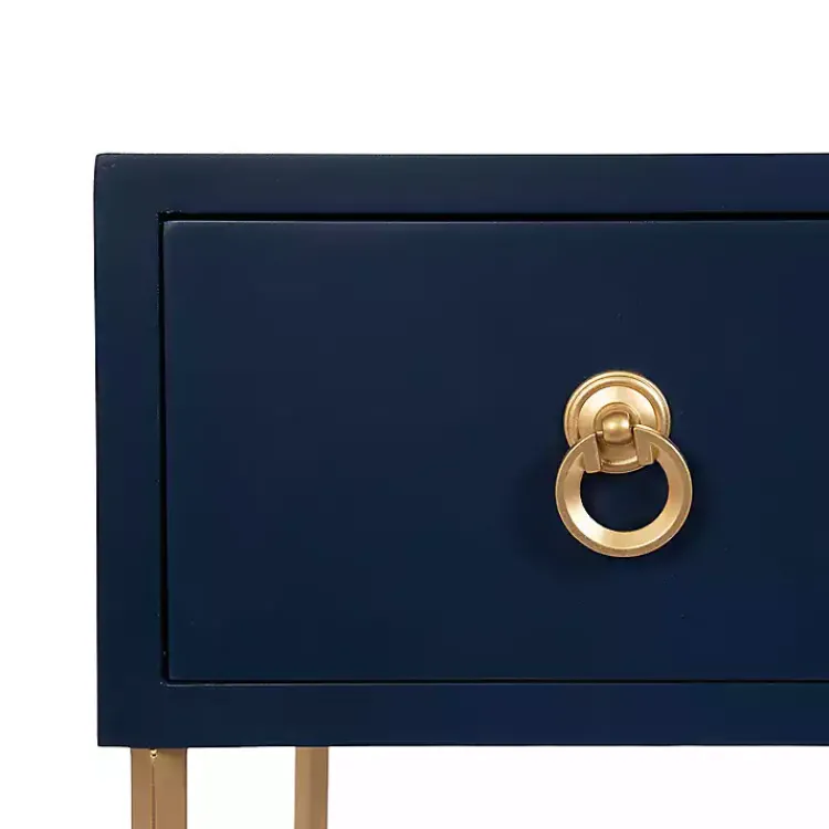 Accent & End Tables-Kirklands Home Navy and Gold Glam Accent Table Blue