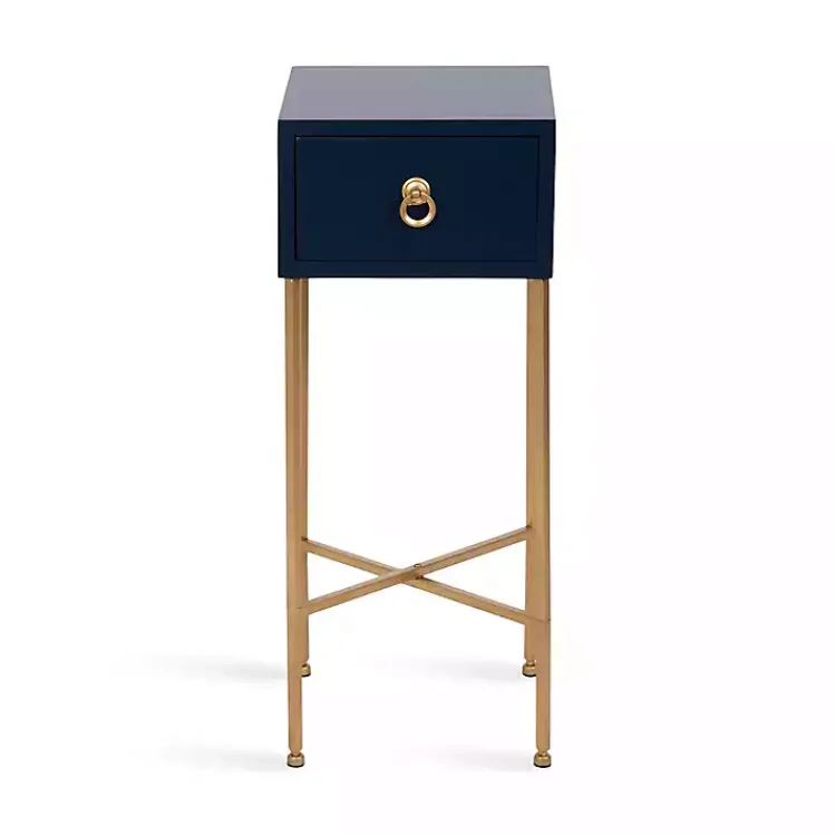 Accent & End Tables-Kirklands Home Navy and Gold Glam Accent Table Blue