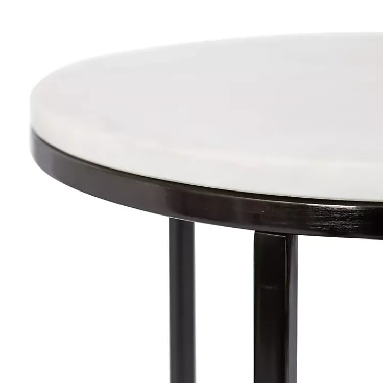 Accent & End Tables-Kirklands Home White Marble Nesting Accent Tables, Set of 2 Black