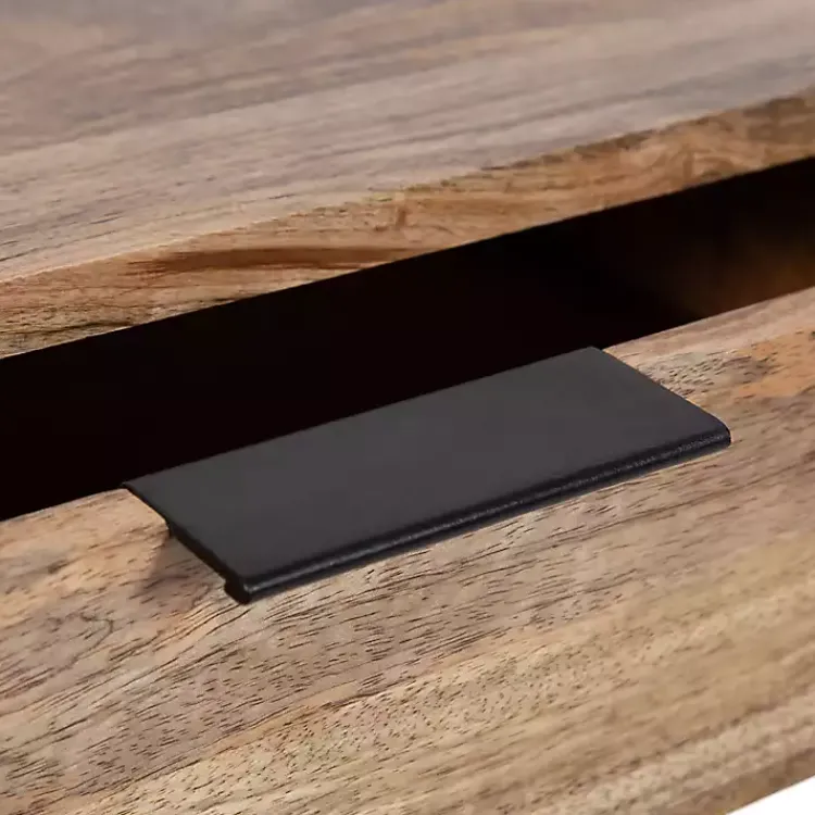 Console Tables-Kirklands Home Natural Wood Metal Console Table Black