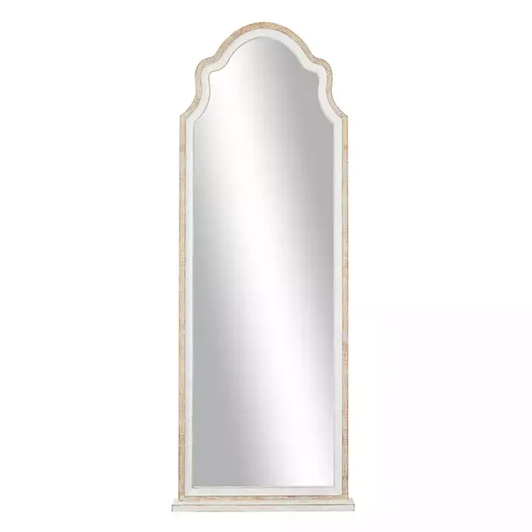 Decorative Mirrors-Kirklands Home White Distressed Wood Arched Wall Mirror