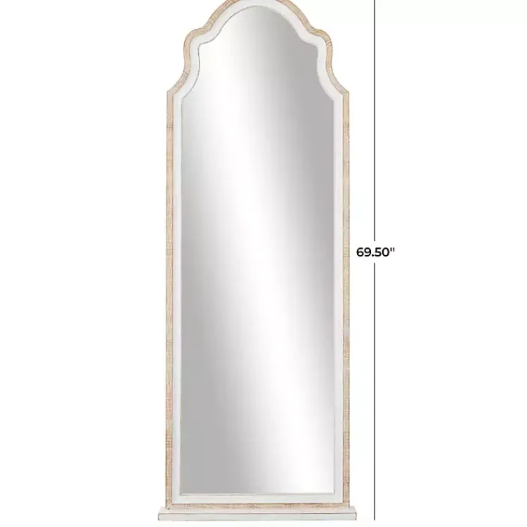 Decorative Mirrors-Kirklands Home White Distressed Wood Arched Wall Mirror