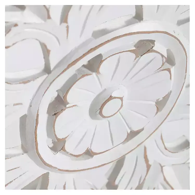 Wall Plaques-Kirklands Home Sqaure Medallion Wood Plaque White