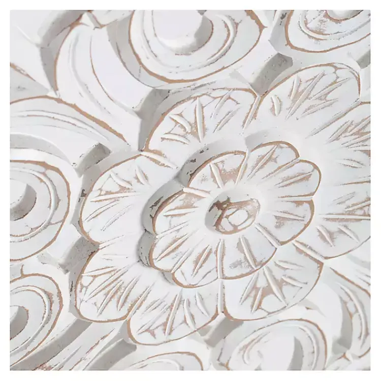 Wall Plaques-Kirklands Home Round Medallion Wood Plaque White