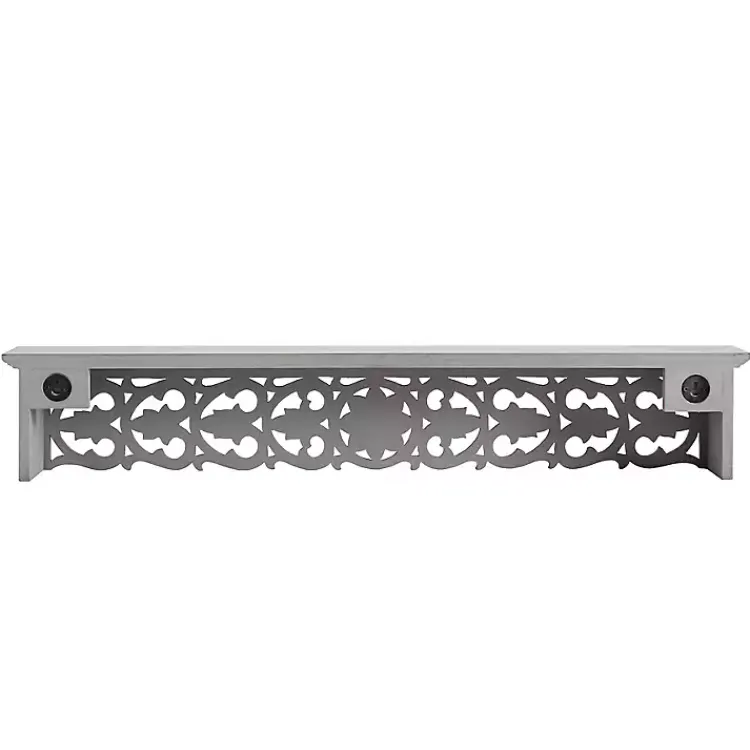 Shelves-Kirklands Home Gray Carved Floral Decorative Wall Shelf