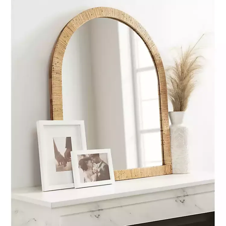 Decorative Mirrors-Kirklands Home Natural Rattan Arch Wall Mirror