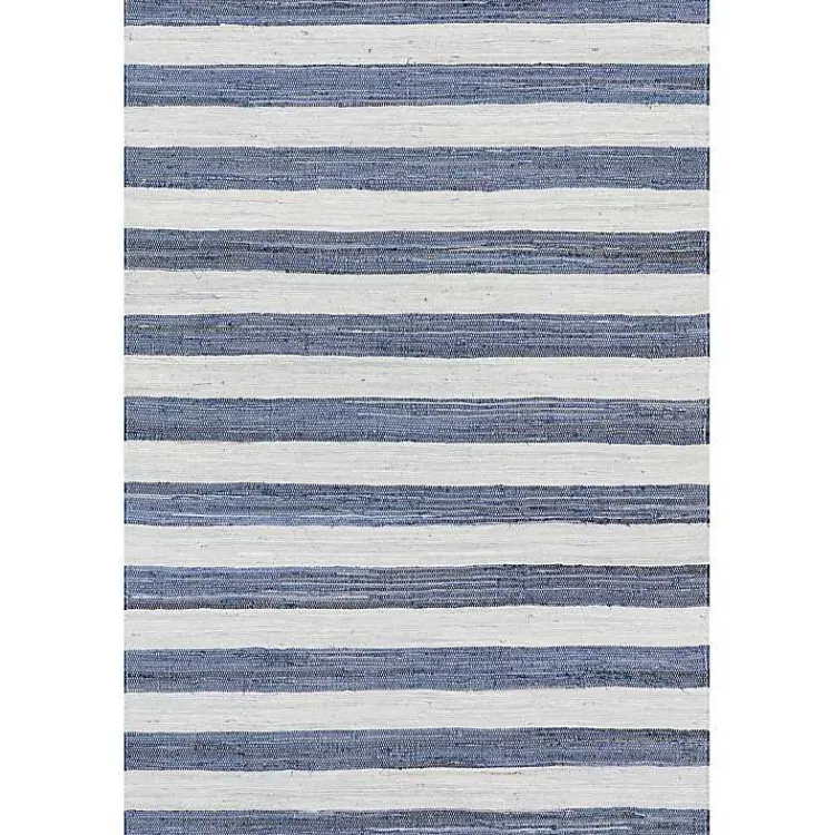 Area Rugs-Kirklands Home Blue & White Striped Indoor/Outdoor Rug, 5x8