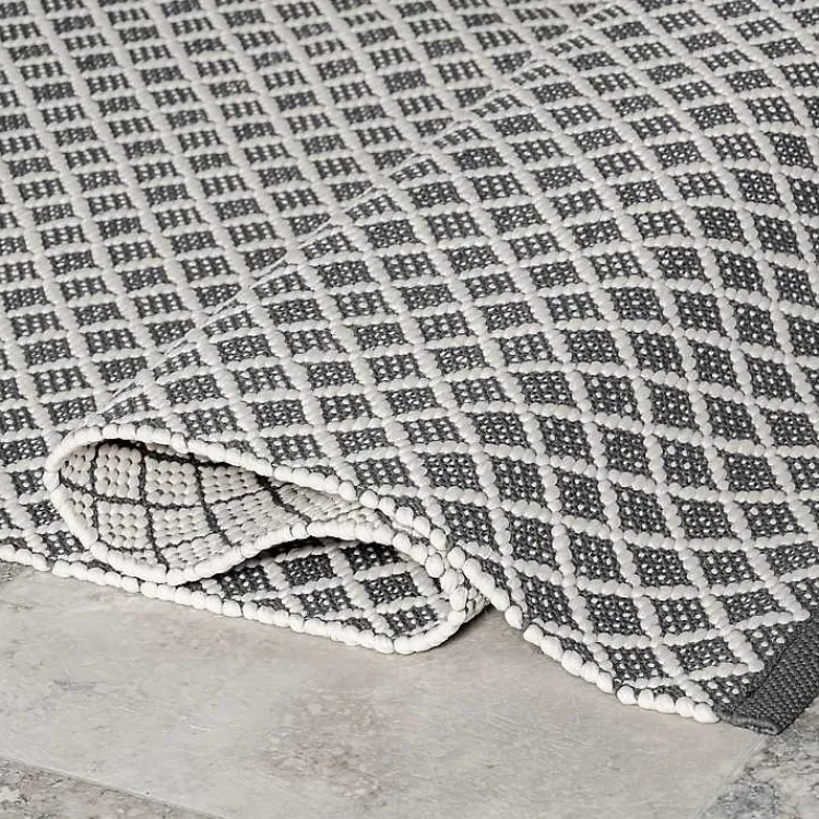 Outdoor Rugs-Kirklands Home Gray & White Trellis Indoor/Outdoor Runner, 3x8