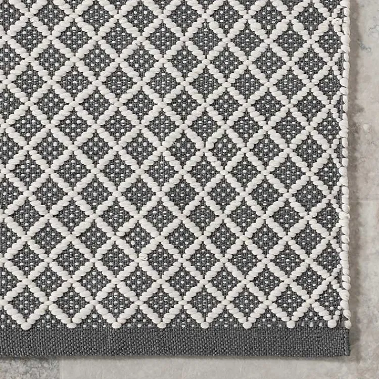 Outdoor Rugs-Kirklands Home Gray & White Trellis Indoor/Outdoor Runner, 3x8