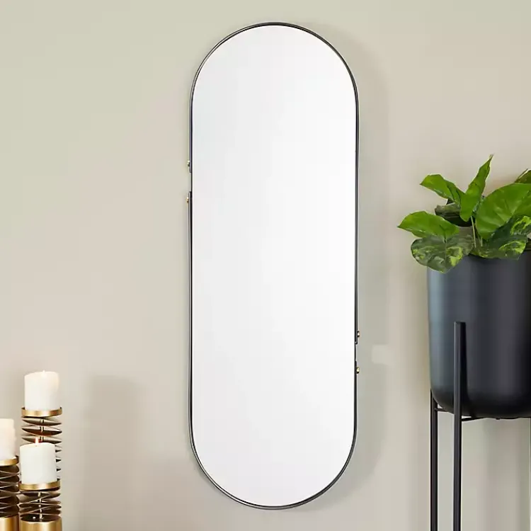 Decorative Mirrors-Kirklands Home Black Cut Metal Gold Accents Oblong Wall Mirror