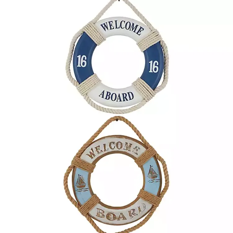 Wall Plaques-Kirklands Home Welcome Life Ring Wall Plaques, Set of 2