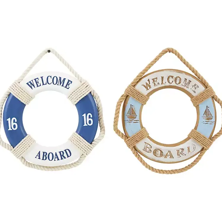 Wall Plaques-Kirklands Home Welcome Life Ring Wall Plaques, Set of 2
