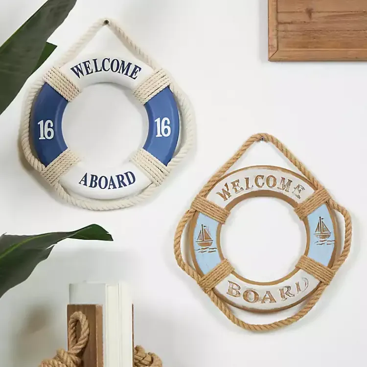 Wall Plaques-Kirklands Home Welcome Life Ring Wall Plaques, Set of 2