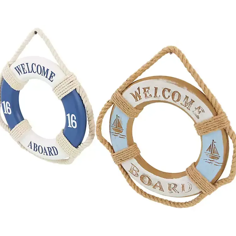 Wall Plaques-Kirklands Home Welcome Life Ring Wall Plaques, Set of 2