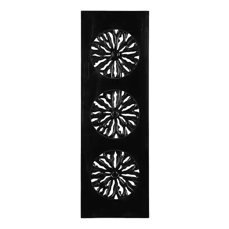 Wall Plaques-Kirklands Home Handcarved Wood Floral Wall Plaque Black