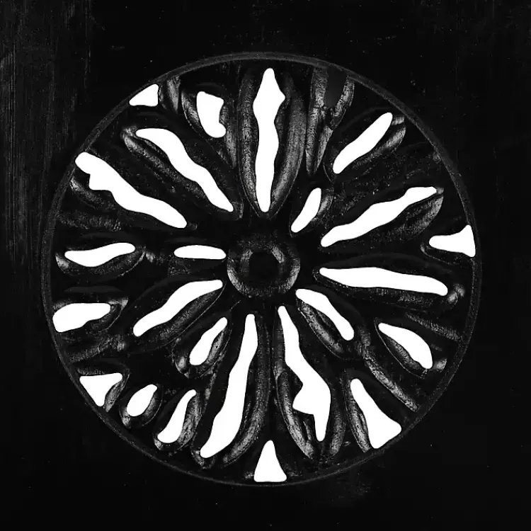 Wall Plaques-Kirklands Home Handcarved Wood Floral Wall Plaque Black