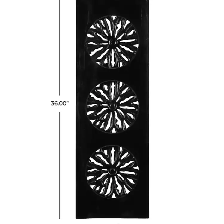 Wall Plaques-Kirklands Home Handcarved Wood Floral Wall Plaque Black