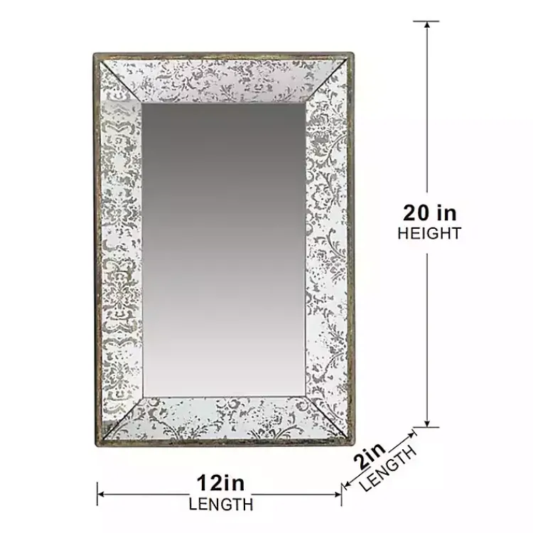 Decorative Mirrors-Kirklands Home Silver Floral Rectangle Wood Wall Mirror