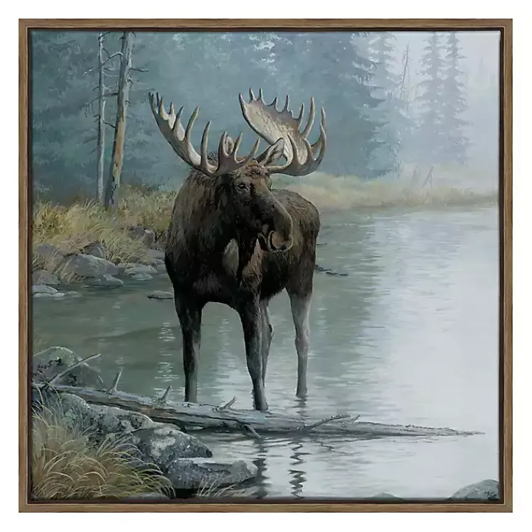 Canvas Art-Kirklands Home Quiet Water Moose Framed Canvas Art Print