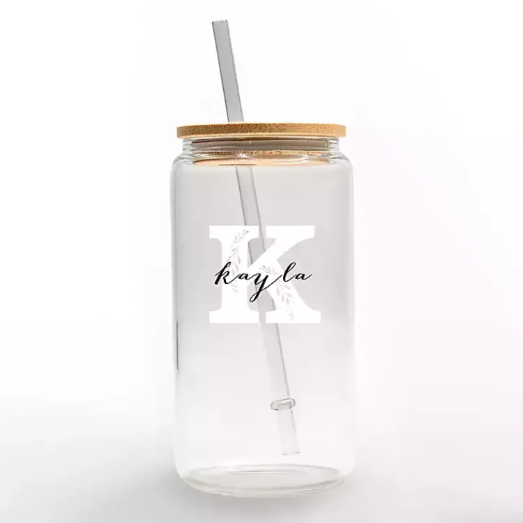 Monogram Kitchen Decor-Kirklands Home Personalized Monogram K Floral Glass Cup