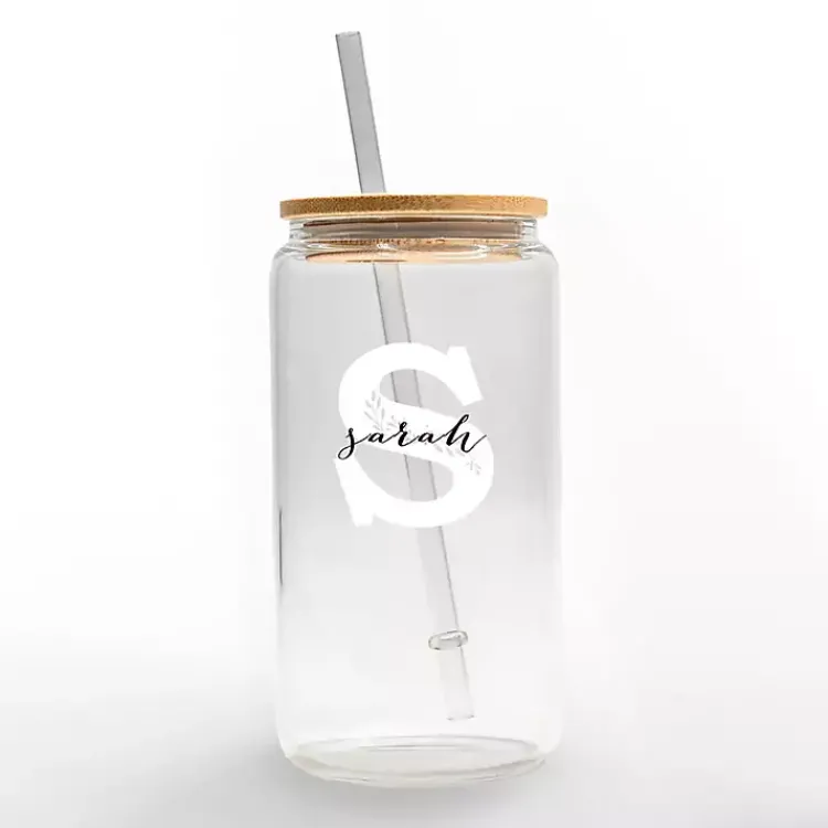 Monogram Kitchen Decor-Kirklands Home Personalized Monogram S Floral Glass Cup