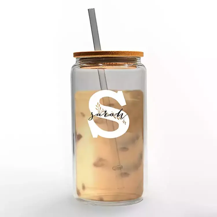 Monogram Kitchen Decor-Kirklands Home Personalized Monogram S Floral Glass Cup